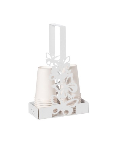Arti & Mestieri - Porta bicchieri Farfalloso-16 x-bianco marmo 8 x 27H cm