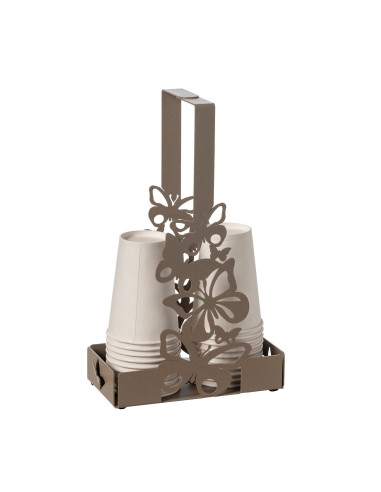 Arti & Mestieri - Porta bicchieri Farfalloso-16 x-beige 8 x 27H cm