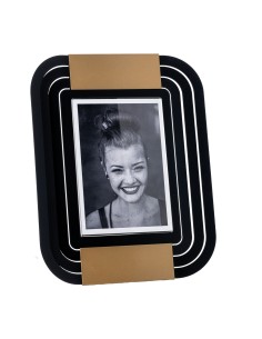 Arti & Mestieri - Portafoto di design Tudor grande-23,4 x-nero/oro laccato 28,8H cm (12 x 17 formato foto)
