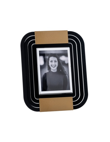 Arti & Mestieri - Portafoto di design Tudor piccolo-17,6 x-nero/oro laccato 21,1H cm (9 x 12 cm formato foto)