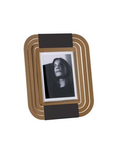 Arti & Mestieri - Portafoto di design Tudor piccolo-17,6 x-oro laccato/nero 21,1H cm (9 x 12 cm formato foto)