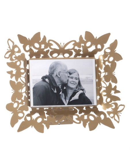 Arti & Mestieri - Portafoto di design Farfalloso orizzontale-30,5 x-oro laccato 25,5H cm (17 x 13 cm formato foto)