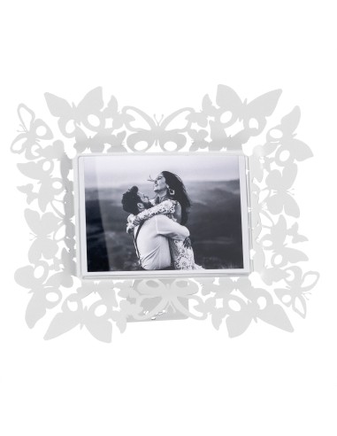 Arti & Mestieri - Portafoto di design Farfalloso orizzontale-30,5 x-bianco marmo 25,5H cm (17 x 13 cm formato foto)