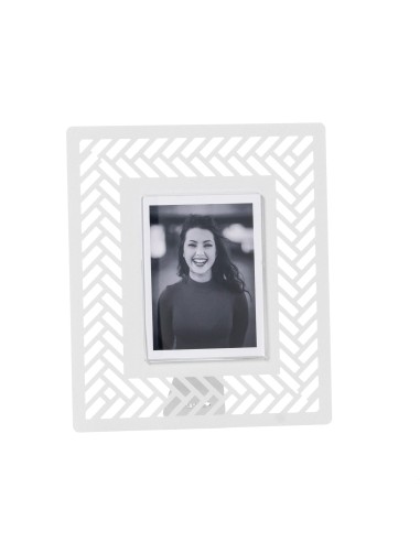 Arti & Mestieri - Portafoto di design Milleintrecci piccolo-19,2 x-bianco marmo 22,3H cm (9 x 12 cm formato foto)