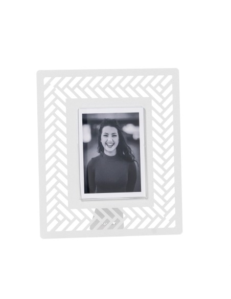 Arti & Mestieri - Portafoto di design Milleintrecci piccolo-19,2 x-bianco marmo 22,3H cm (9 x 12 cm formato foto)