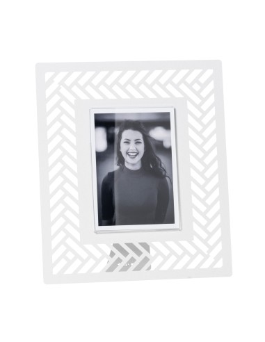 Arti & Mestieri - Portafoto di design Milleintrecci grande-26,7 x-bianco marmo 31H cm (12 x 17 cm formato foto)
