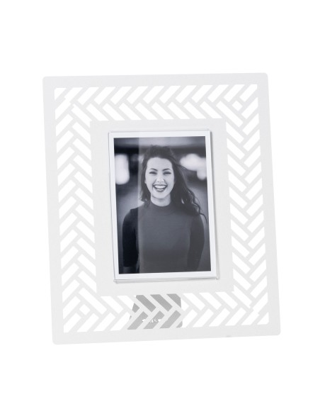 Arti & Mestieri - Portafoto di design Milleintrecci grande-26,7 x-bianco marmo 31H cm (12 x 17 cm formato foto)