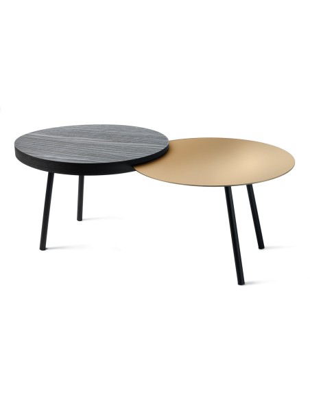 Arti & Mestieri - Tavolino da soggiorno moderno Packtop piccolo-90 x-nero/oro laccato 50 x 35H cm