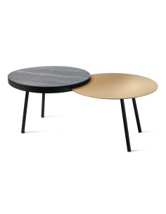 Arti & Mestieri - Tavolino da soggiorno moderno Packtop piccolo-90 x-nero/oro laccato 50 x 35H cm