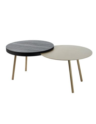 Arti & Mestieri - Tavolino da soggiorno moderno Packtop piccolo-90 x-oro laccato/sabbia/wengé 50 x 35H cm