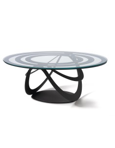 Arti & Mestieri - Tavolino in ferro e vetro Optical ovale-80 x-nero 58 x 32h cm