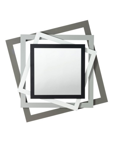 Arti & Mestieri - Specchio da parete moderno Rubik-87 x-fango/alluminio/bianco marmo/ nero 87h cm