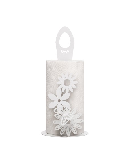 Arti & Mestieri - Porta rotoli da cucina Margherite-Diametro-bianco marmo 15 x 33 cm di altezza
