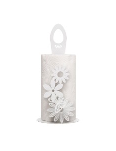 Arti & Mestieri - Porta rotoli da cucina Margherite-Diametro-bianco marmo 15 x 33 cm di altezza