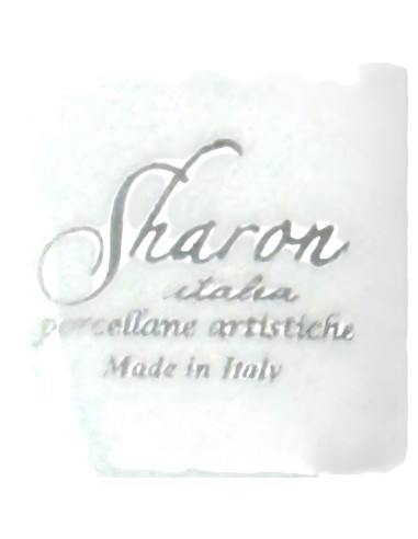 Sharon Italia - Corno in porcellana decorato amaranto e oro con supporto in plex