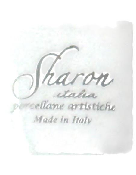 Sharon Italia - Corno in porcellana decorato amaranto e oro con supporto in plex