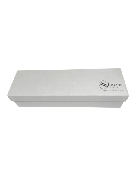 Sharon Italia - Corno in porcellana decorato amaranto e oro con supporto in plex
