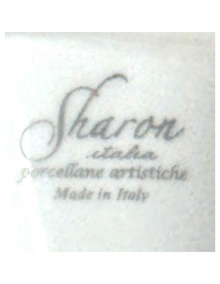 Sharon Italia - Corno in porcellana decorato verde e oro con supporto in plex