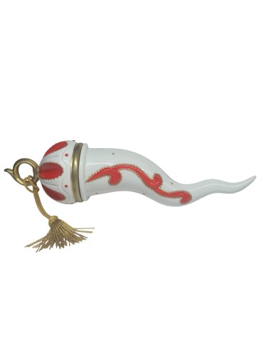 Sharon Italia - Corno in porcellana decorato rosso e oro Ø cm 10 x  34