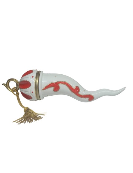 Sharon Italia - Corno in porcellana decorato rosso e oro Ø cm 10 x  34