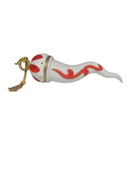 Sharon Italia - Corno in porcellana decorato rosso e oro Ø cm 10 x  34
