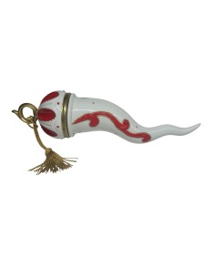 Sharon Italia - Corno in porcellana decorato rosso e oro Ø cm 10 x  34