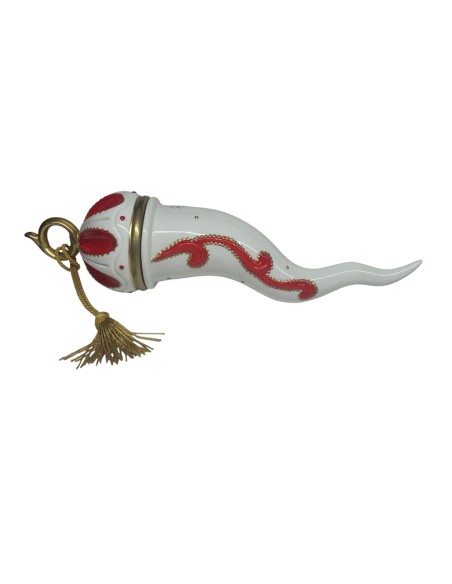 Sharon Italia - Corno in porcellana decorato rosso e oro Ø cm 10 x  34