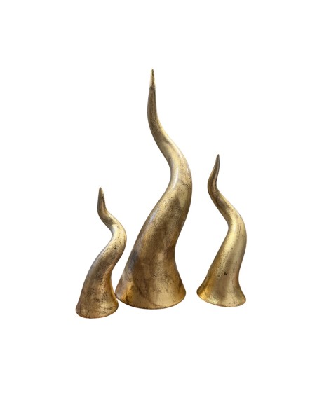 Sharon Italia - Corno campanella in ceramica e foglia oro cm Ø 6 x 18,5 h