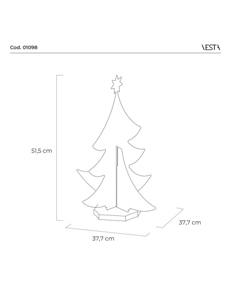 Vesta Home - Albero di Natale Lampada Decorativa·verdone·37,7 X 37,7 X 51,5 H Th. Body 8 Mm Th. Base 15 Mm