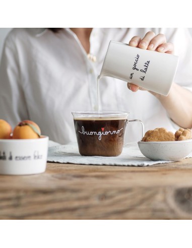 Simple Day - Set 2 Tazze in Vetro 480ml Buongiorno Cuore Rosso