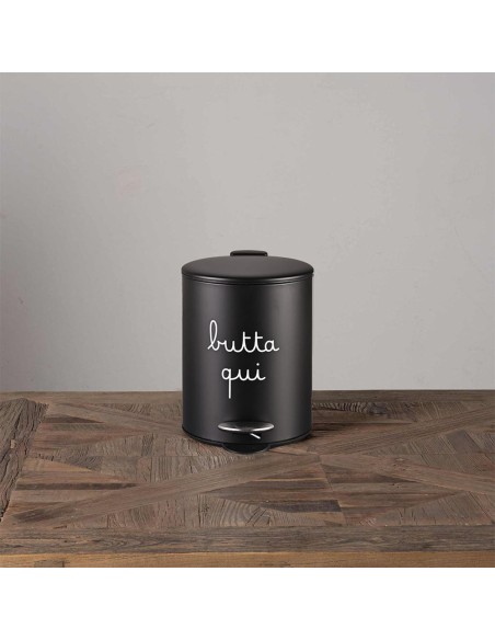 Simple Day - Pattumiera 5l Nera Butta Qui 25x19xh27