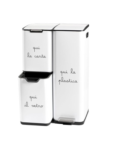 Simple Day - Pattumiera 13+17+30l Carta Plastica Vetro Bianca