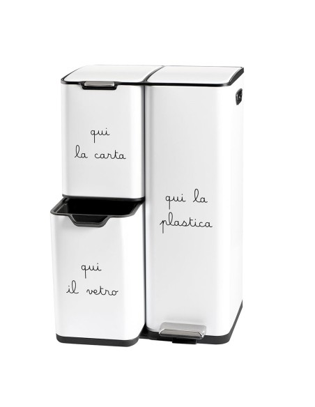 Simple Day - Pattumiera 13+17+30l Carta Plastica Vetro Bianca