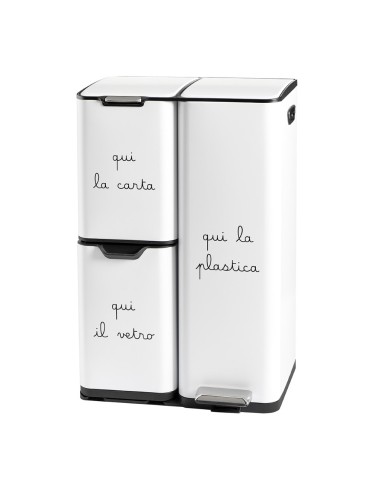 Simple Day - Pattumiera 13+17+30l Carta Plastica Vetro Bianca
