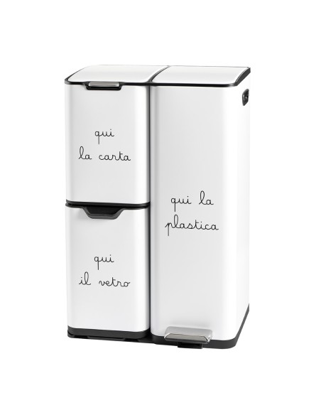Simple Day - Pattumiera 13+17+30l Carta Plastica Vetro Bianca