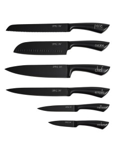 Simple Day - Set 6 Coltelli Cucina Funzioni Nero