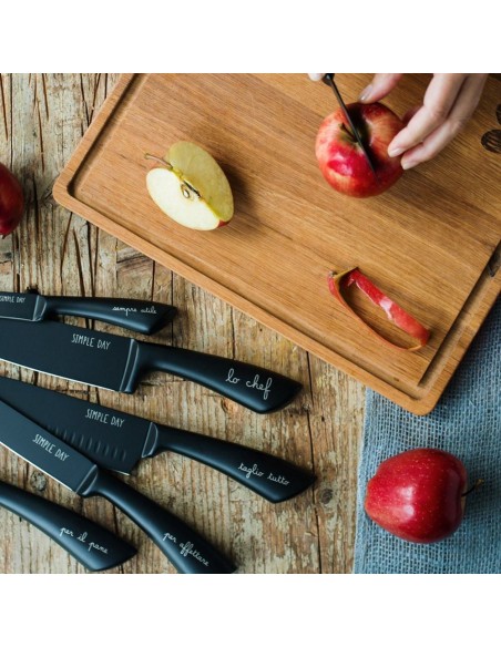 Simple Day - Set 6 Coltelli per La Cucina Nero
