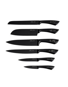 Simple Day - Set 6 Coltelli per La Cucina Nero