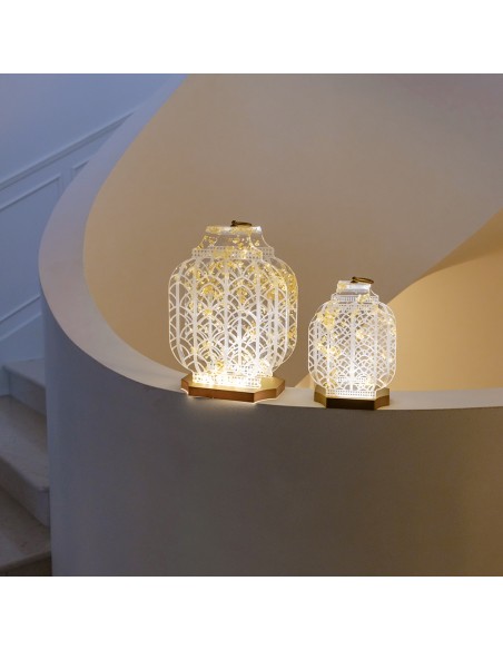 Vesta Home - Lampada da Tavolo Piccola Wireless Atena·oro·14,1 X 11,2 X 23,1 H Th. Body 8 Mm Th. Base 15 Mm
