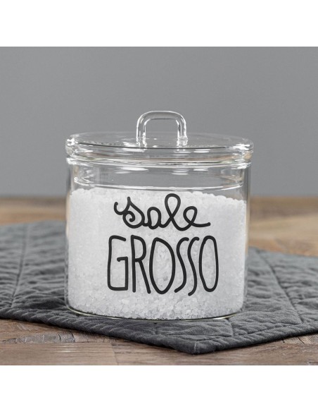 Simple Day - Barattolo in Vetro Ø12cm Sale Grosso Nero