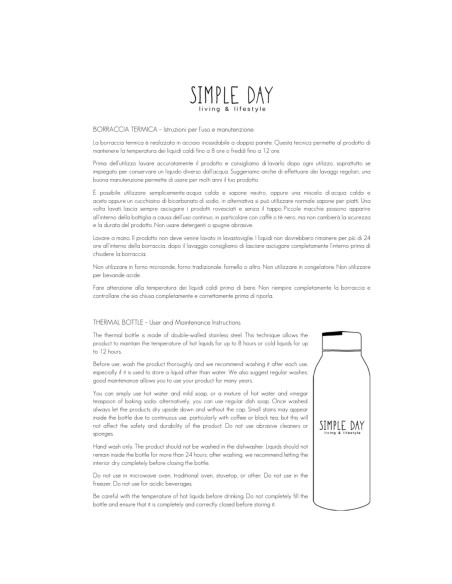 Simple Day - Borraccia Termica 0.5l Sempre di Corsa