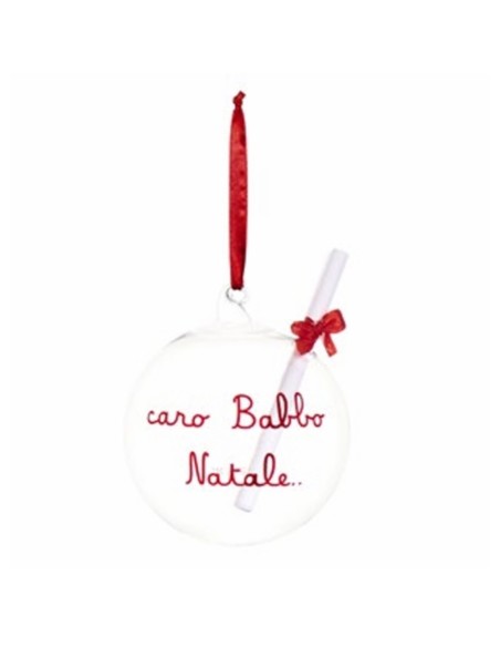 Simple Day - Pallina Caro Babbo Natale  Ø12cm - con foro porta lettera Vetro borosilicato - scatola singola