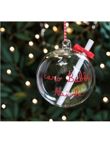 Simple Day - Pallina Caro Babbo Natale  Ø12cm - con foro porta lettera Vetro borosilicato - scatola singola