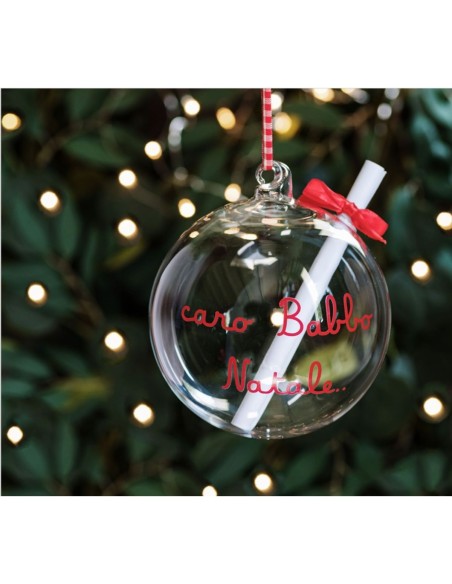Simple Day - Pallina Caro Babbo Natale  Ø12cm - con foro porta lettera Vetro borosilicato - scatola singola