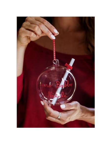 Simple Day - Pallina Caro Babbo Natale  Ø12cm - con foro porta lettera Vetro borosilicato - scatola singola