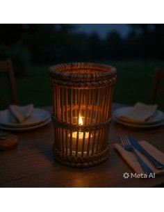 Simple Day - Porta Tealight Rain D7x12cm Antique Laq. 2