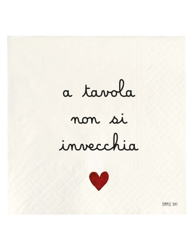 Simple Day - Set 20 Tovaglioli Carta 33x33 a Tavola Non Si Invecchia