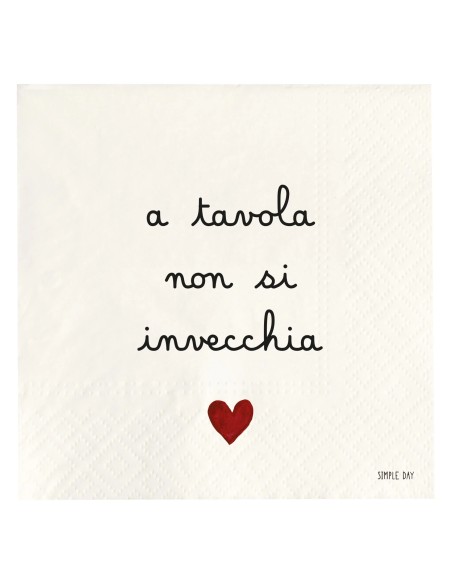 Simple Day - Set 20 Tovaglioli Carta 33x33 a Tavola Non Si Invecchia