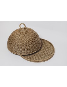 Magnifique Maison-Vassoio in polyrattan con campana Ø 35 cm sabbia
