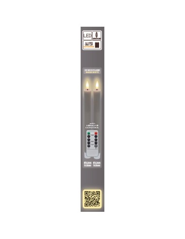 Set 2 candele tortoraØ 2,3 - H 23cm con telecomando